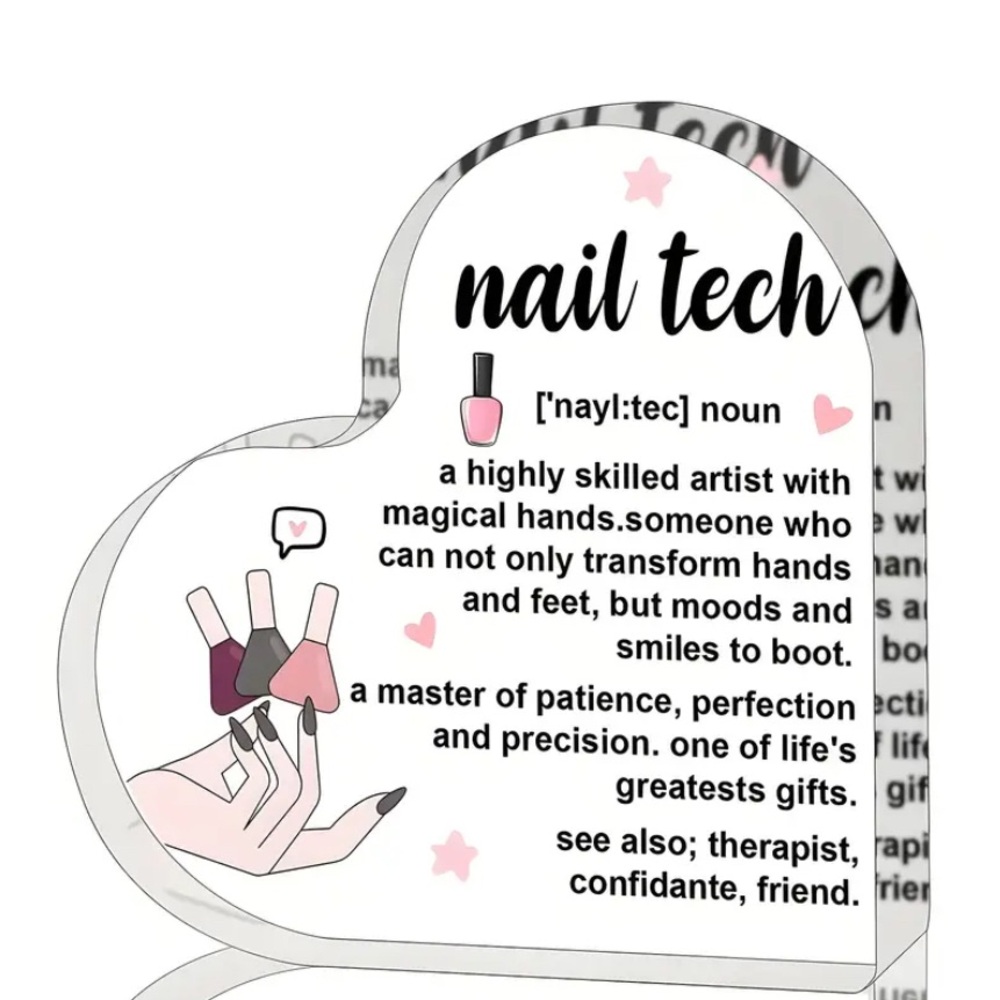 Nail Tech Heart-Shaped Acrylic Sign